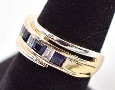 Sterling Silver Vermeil Blue Sapphire and CZ Gemstone Ring