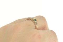 14K Yellow Gold Elaborate Scroll Syn. Emerald Cubic Zirconia Ring