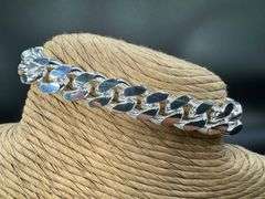 Sterling Silver Solid Miami Cuban Link Chain 10.3mm 925 Italy Heavy Curb Bracelet 8" Inch