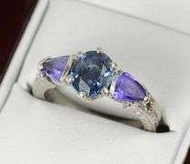 Platinum 3.12 Ctw Sapphire Amethyst Etched Engagement Ring
