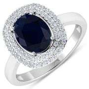 14KT White Gold 2.10ct Blue Sapphire and Diamond Ring