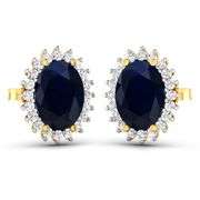 14KT Yellow Gold 2.60ctw Blue Sapphire and Diamond Earrings
