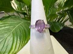 Sterling Silver Natural Gemstone Amethyst Ring Size 8