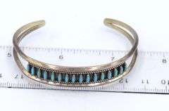 Vintage 925 sterling silver signed Turquoise cuff bangle