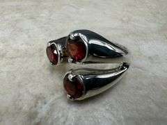 Sterling Silver Gemstone Natural Garnet Ring Size 10