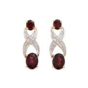 18 Kt Yellow Gold Plate 3.5 Ct Natural Garnet and Diamond Earrings