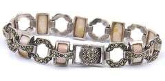 Vintage 925 sterling silver Marcasite link bracelet