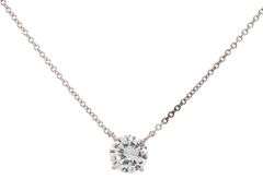 GIA Certified 0.96ct Round Diamond Solitaire Pendant Necklace in 14K