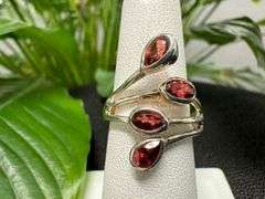 Sterling Silver Gemstone Natural Garnet Ring Size 7