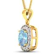 14KT Yellow Gold 1.70ct Aquamarine and Diamond Pendant with Chain