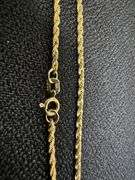 10k Yellow Gold-Hollow Diamond-Cut Rope Link Chain 1.9mm Bracelet 8"