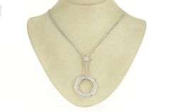 18K White Gold 3.50 Ctw Pave Diamond Circle Layered Chain Necklace
