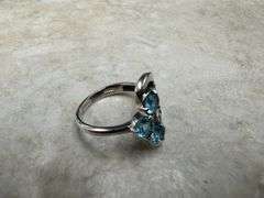 Sterling Silver Natural Gemstone Blue Topaz Ring Size 6