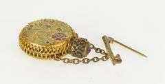 Gold Filled Ornate Colorful Enamel Retro Perfume Bottle Pin/Brooch