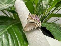 Sterling Silver Natural Gemstone Amethyst Ring Size 8