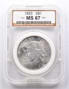 MS67 1923 Peace Silver Dollar NAC
