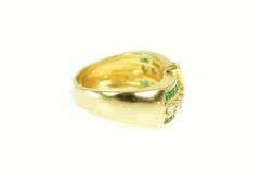 18K Yellow Gold 1.58 Ctw Emerald Diamond Wavy Band Ring