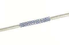 18K White Gold 4.00 Ctw Sapphire Squared Cluster Statement Bracelet
