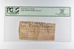 PCGS VF 25 30 Shillings 1754 North Carolina Colonial Currency