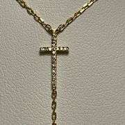 BRAND NEW 14K YELLOW GOLD DIAMOND CROSS NECKLACE
