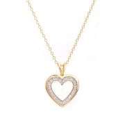 18 Kt Tri-Layered Yellow Gold Plated Natural Diamond Heart Pendant