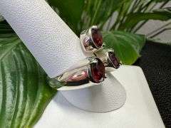 Sterling Silver Gemstone Natural Garnet Ring Size 10
