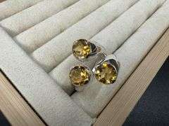 Sterling Silver Natural Gemstone Citrine Ring Size 10