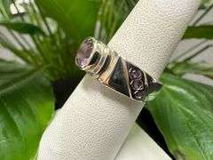 Sterling Silver Natural Gemstone Amethyst Ring Size 7