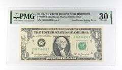 PMG 30 VF EPQ $1 1977 FRN Richmond Fr#1909-E Insufficient Inking Error