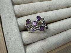 Sterling Silver Natural Gemstone Amethyst Ring Size 6