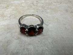 Sterling Silver Gemstone Natural Garnet Ring Size 10
