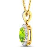 14KT Yellow Gold 1.05ct Peridot and Diamond Pendant with Chain