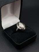 Silver & Black Natural Diamond Football Ring