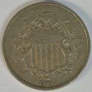 Sharp 1868 Shield Nickel in Choice XF