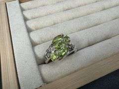Sterling Silver Natural Gemstone Perdiot Ring Size 10