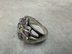 Sterling Silver Natural Gemstone Amethyst Ring Size 8