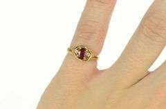 14K Yellow Gold Oval Ruby Diamond Accent Engagement Ring