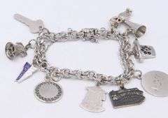 Vintage American 925 sterling silver charm bracelet
