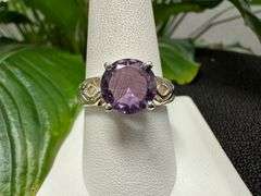 Sterling Silver Natural Gemstone Amethyst Ring Size 10