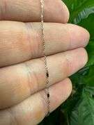 14k White Gold Solid Singapore Chain Rope Twisted Curb Link 1.1mm Necklace 18"