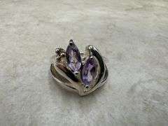 Sterling Silver Natural Gemstone Amethyst Ring Size 8