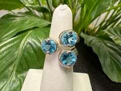 Sterling Silver Natural Gemstone Blue Topaz Ring Size 6