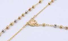 14kt Tri color gold beaded Rosary necklace