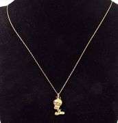 Adorable 14K Yellow Gold Tweety Bird Pendant Necklace