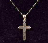 Heavenly 14K Yellow and White Gold Cross Pendant Necklace