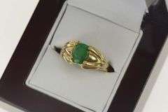 10K Yellow Gold 0.80 Ct Natural Emerald Classic Engagement Ring