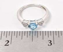 Sterling Silver Blue Topaz and CZ Gemstone Ring