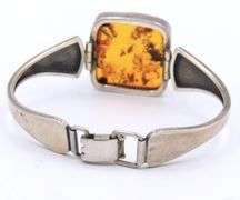 Vintage 925 sterling silver Amber cuff bangle