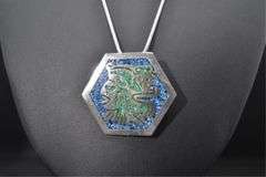 Aztec Mexican .925 Silver Natural Turquoise Inlay Pendant