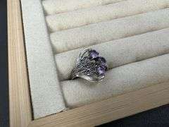 Sterling Silver Natural Gemstone Amethyst Ring Size 6